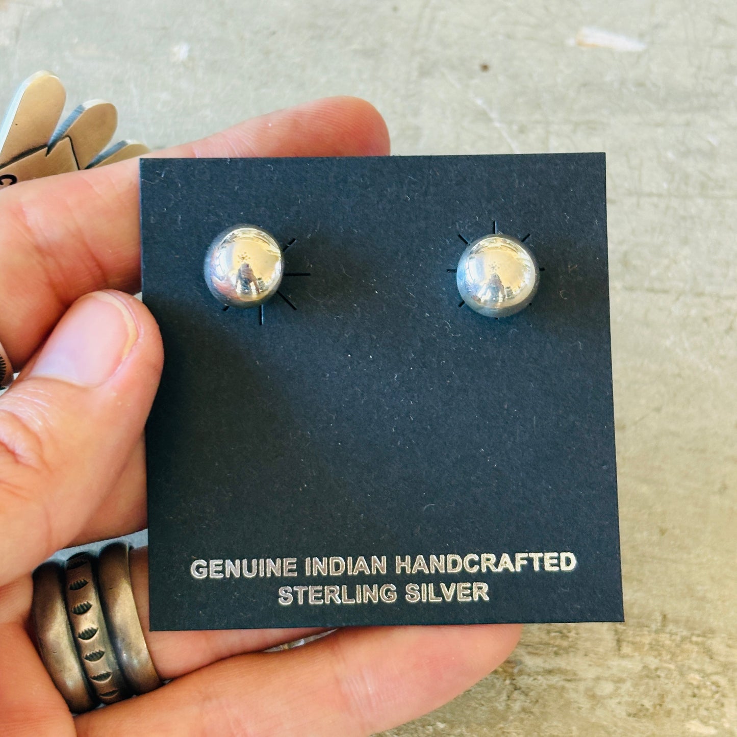 Navajo Sterling Silver Button Earrings