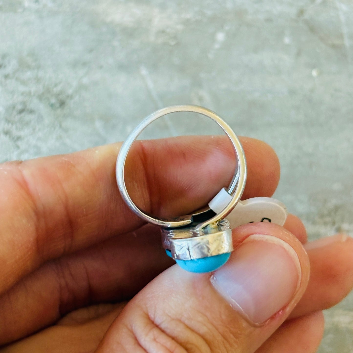 Navajo Mildred Parkhurst Sterling Silver & Blue Ridge Three Stone Turquoise Ring
