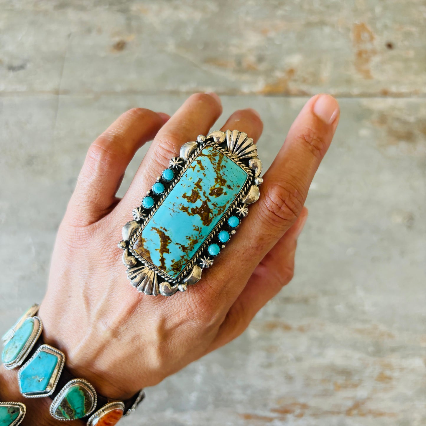Navajo Geraldine James Sterling Silver & Multi Turquoise Ring
