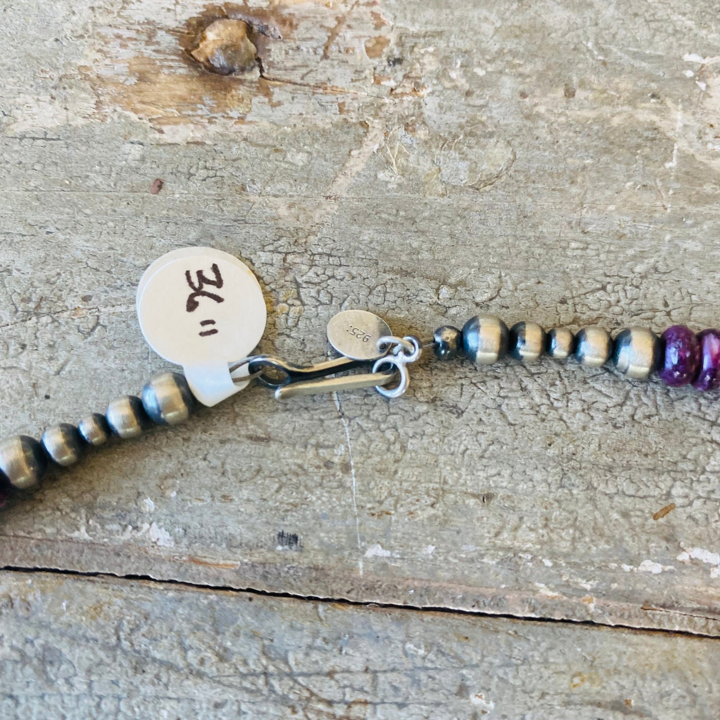 Navajo Strung Sterling Silver Machine Made Fiesta Pearls Necklace