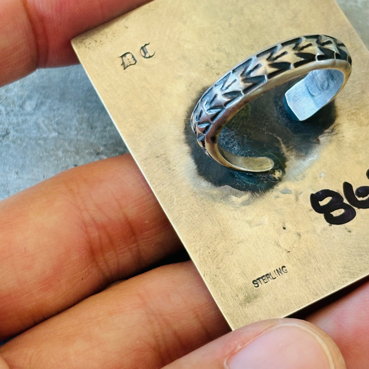 Navajo Derrick Cadman Sterling Silver Moon & Stars Ring