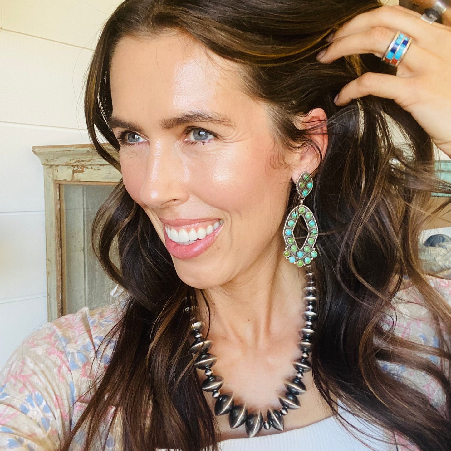Navajo Tonisha Haley Sterling Silver Fancy Graduated Handmade Pearls Necklace