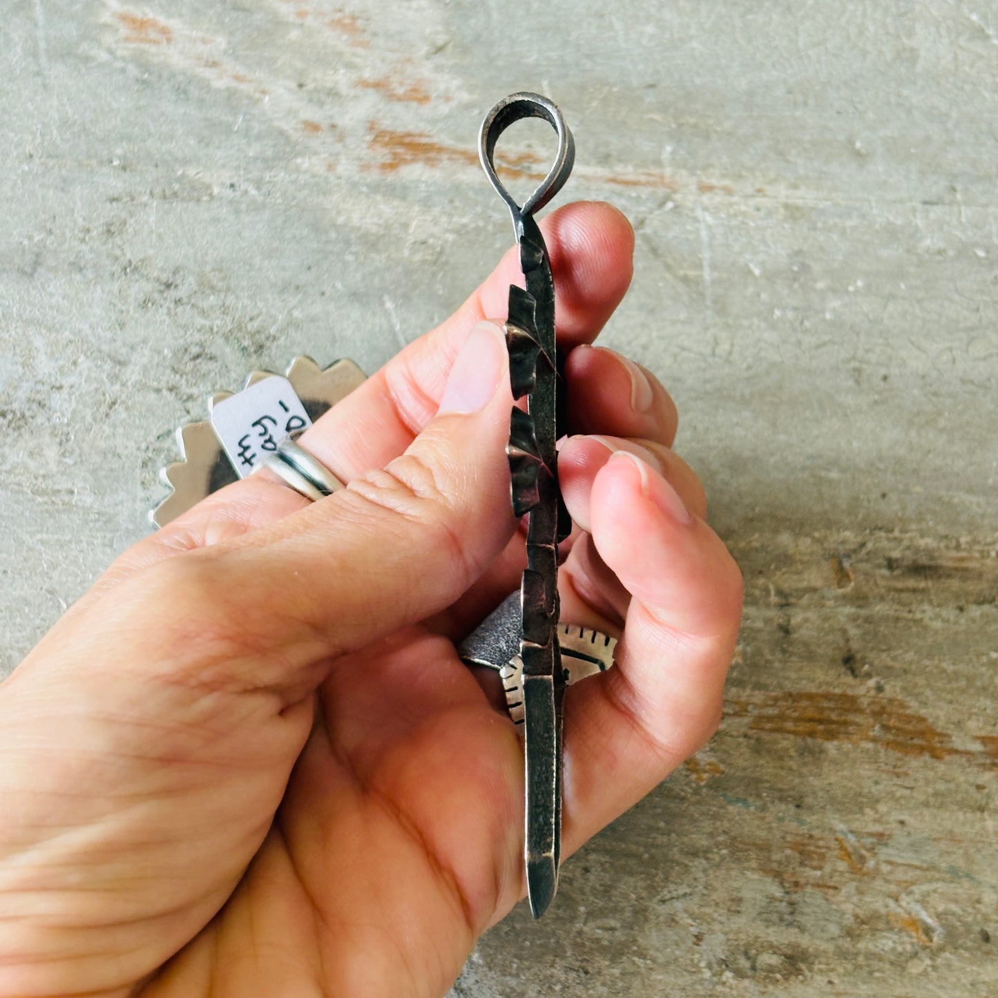 Navajo Floyd Parkhurst Sterling Silver Tufa Cast Pendant