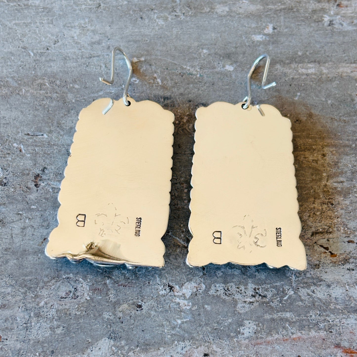 Navajo B. Tom Sterling Silver & Kingman Turquoise Statement Earrings