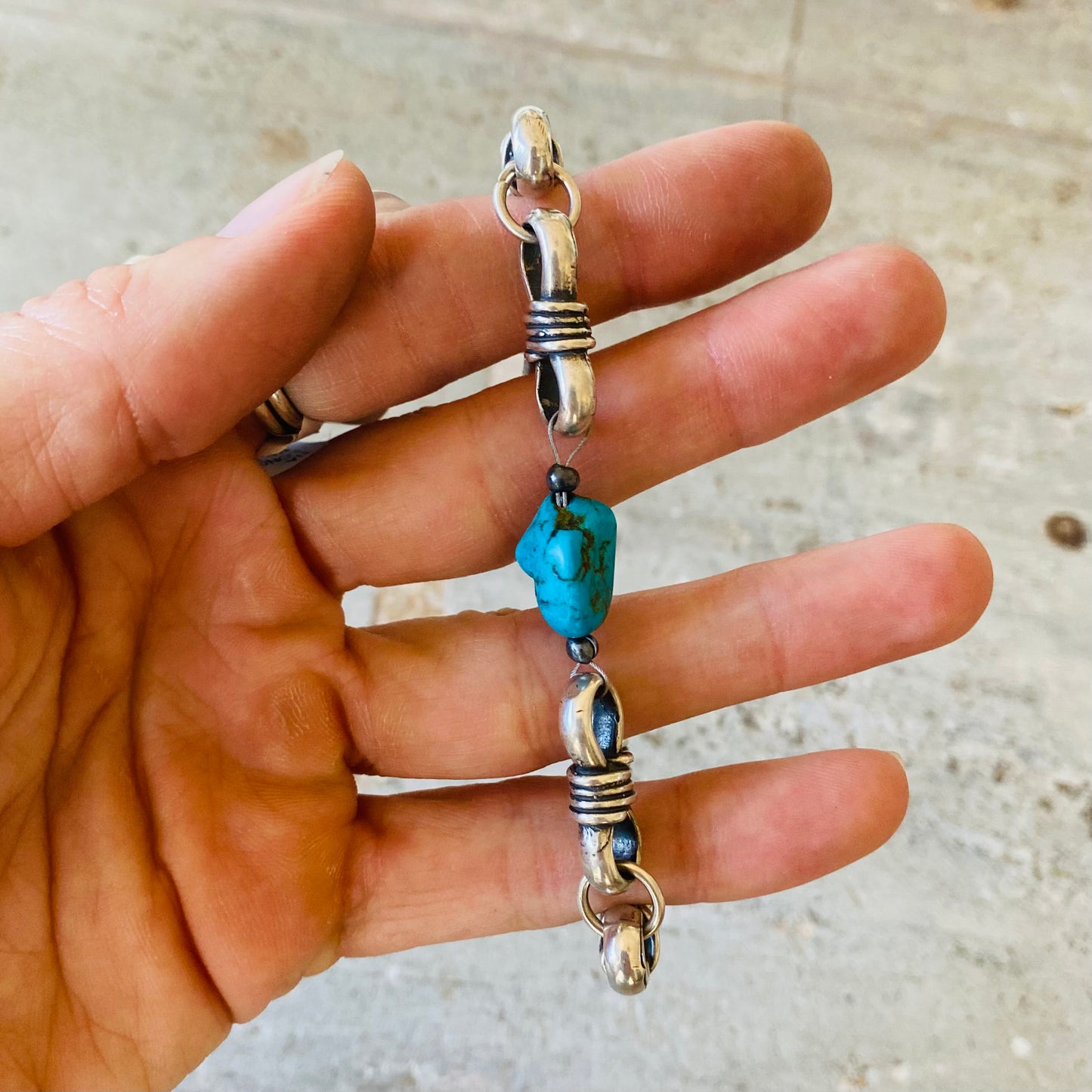 Navajo Sterling Silver & Turquoise Toggle Bracelet