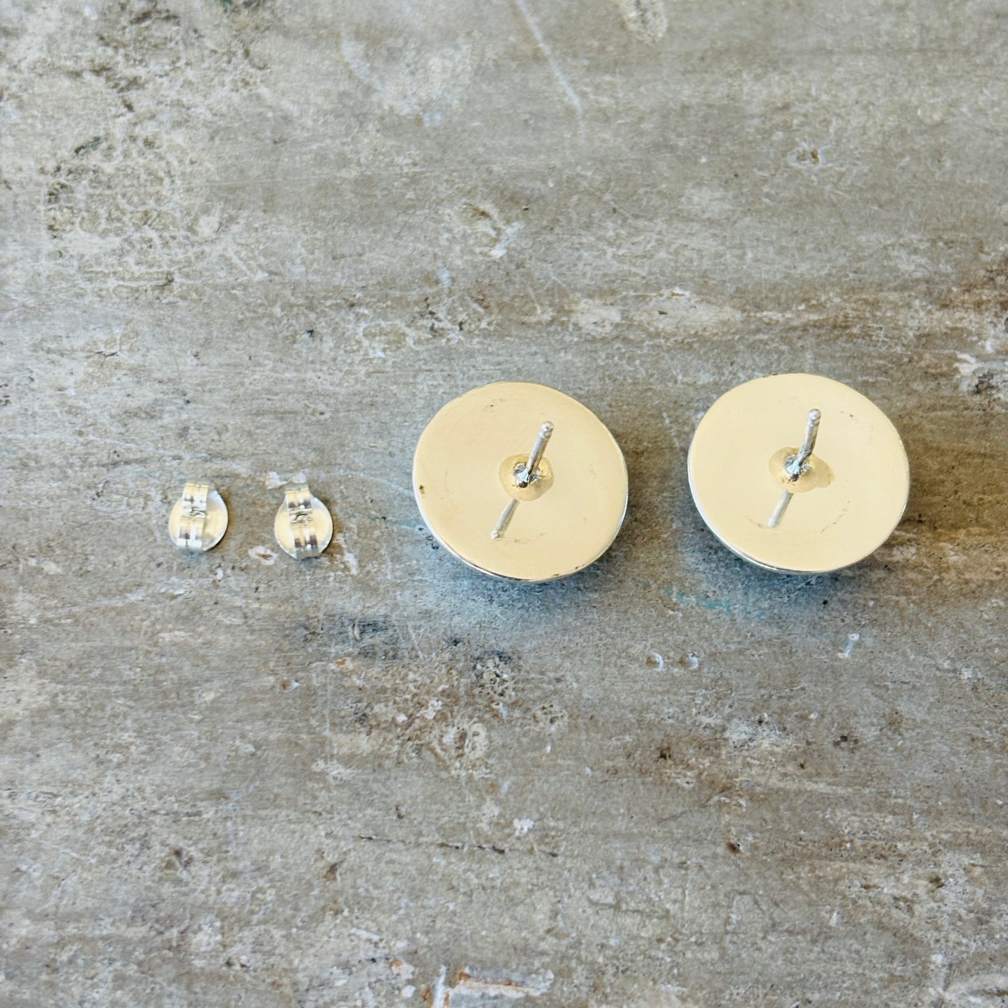 Navajo Mazzie Yazzie Sterling Silver Button Earrings