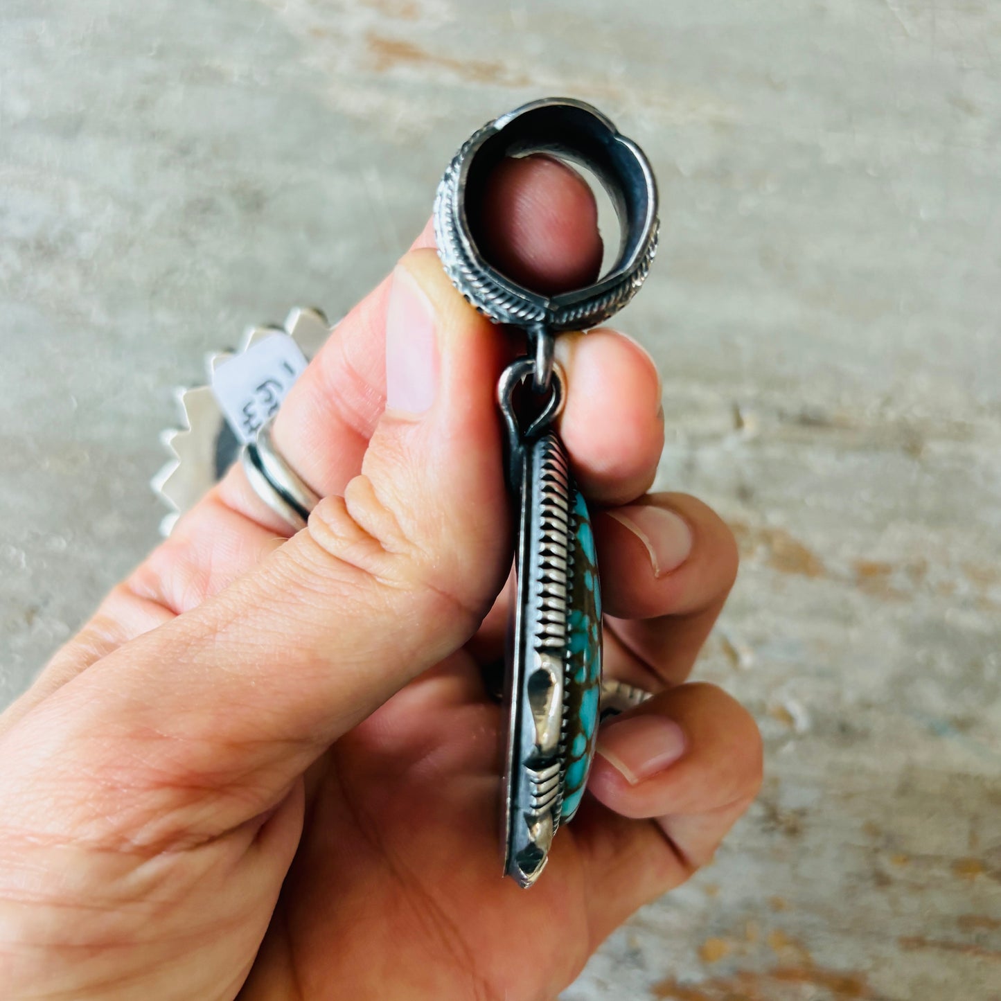 Navajo Floyd Parkhurst Sterling Silver & Lone Mountain Turquoise Pendant