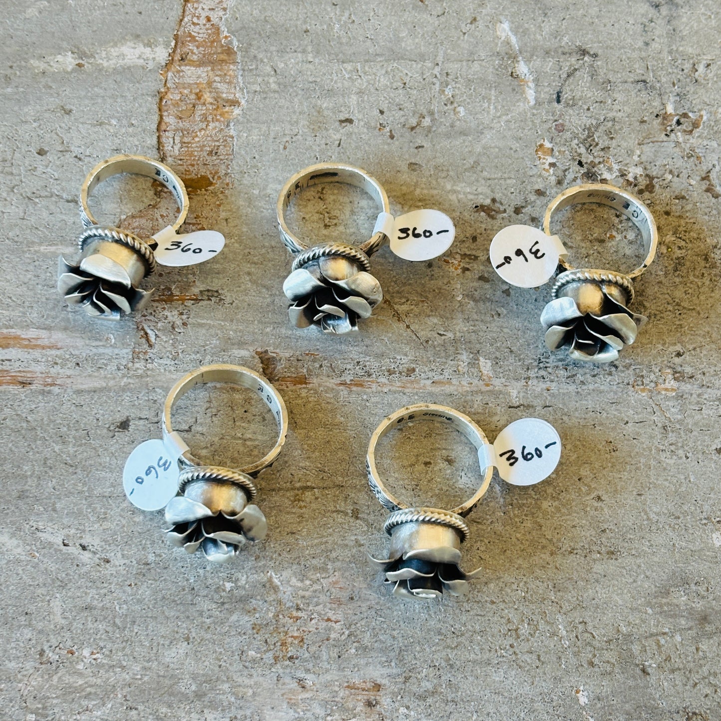 Navajo Chris Etsitty Sterling Silver Rose Rings