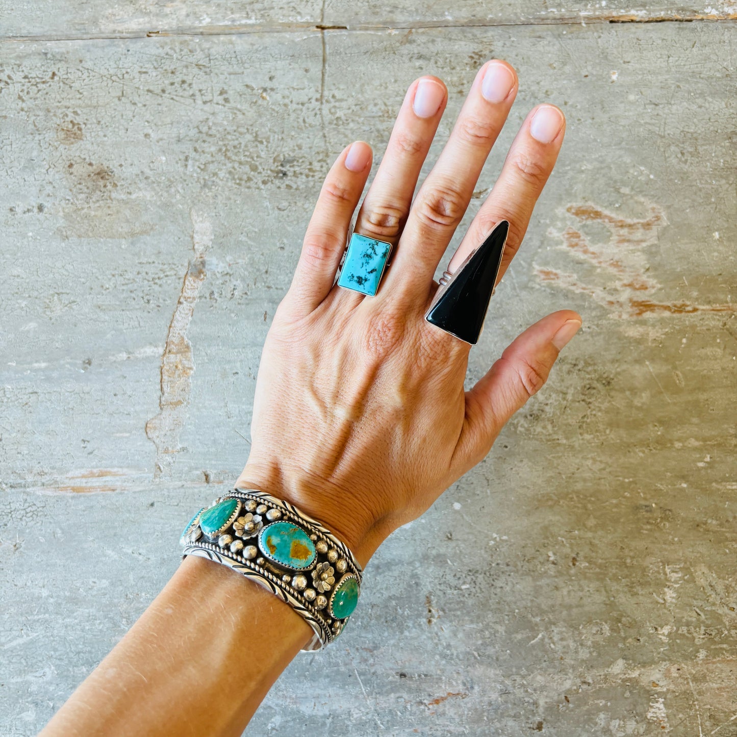 Navajo Jimmie Yazzie Sterling Silver & Royston Turquoise Stacker Cuff