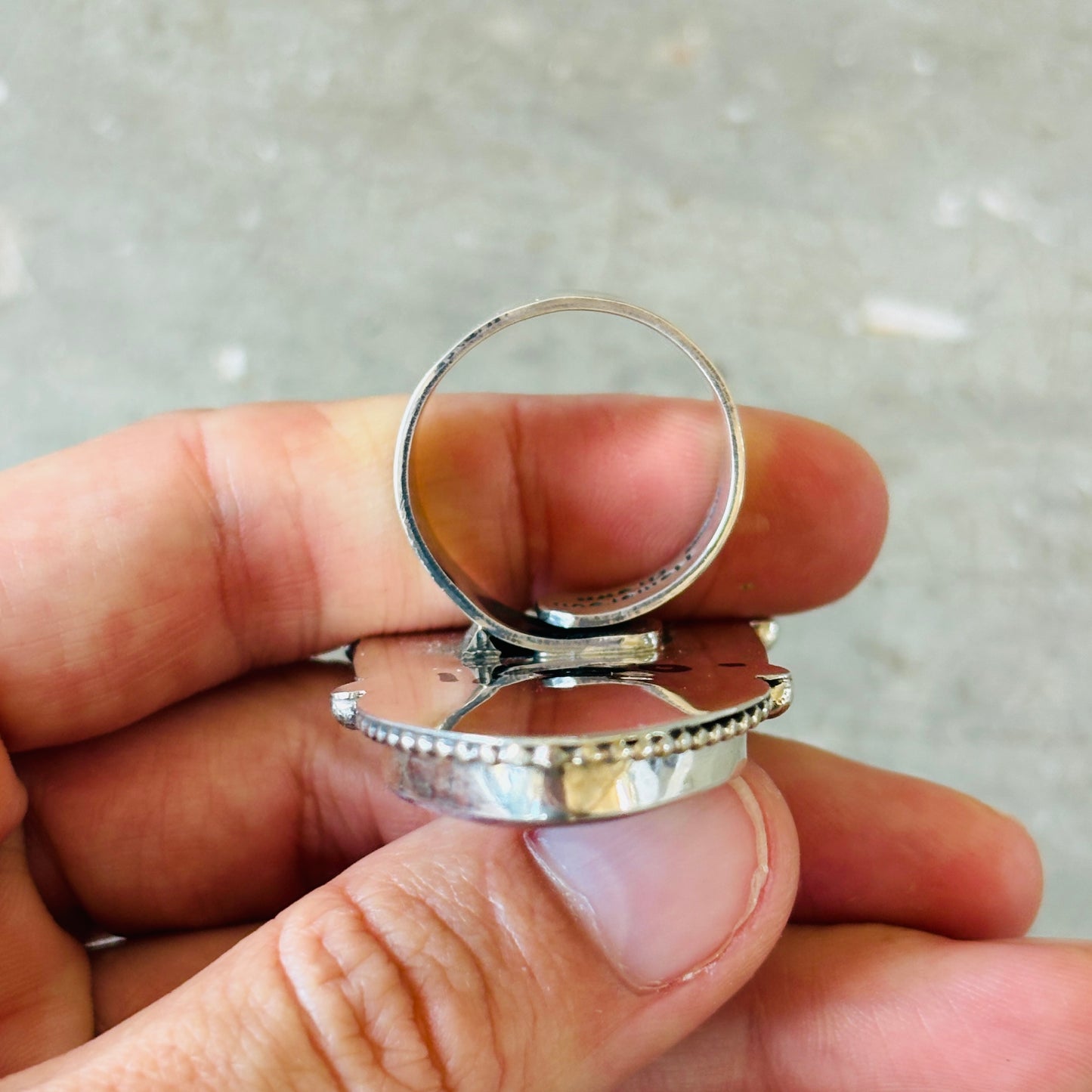 Navajo Hemerson Brown Sterling Silver - Sugilite & Lab Opal Statement Ring