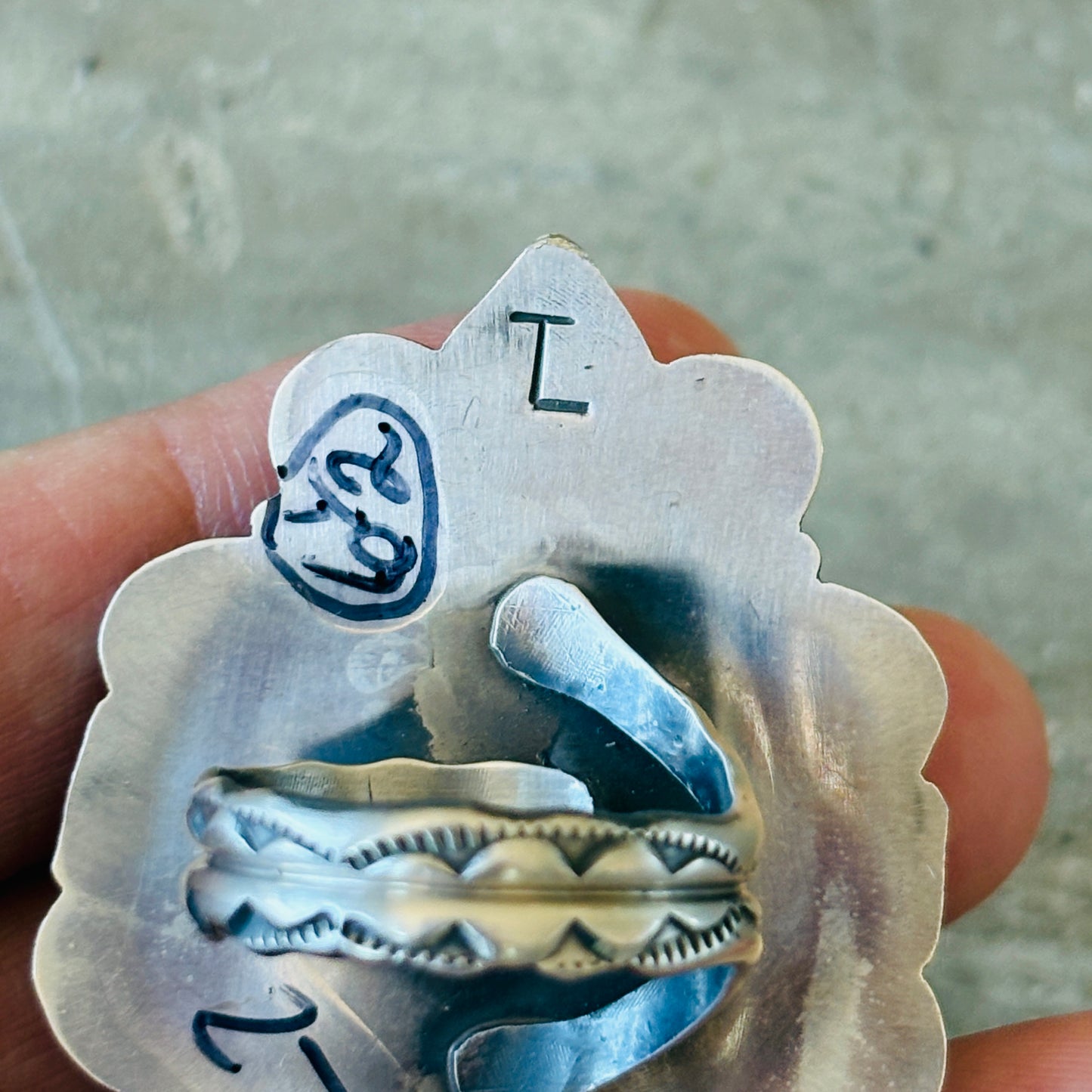 Navajo Tia Long Sterling Silver & Turquoise Ring