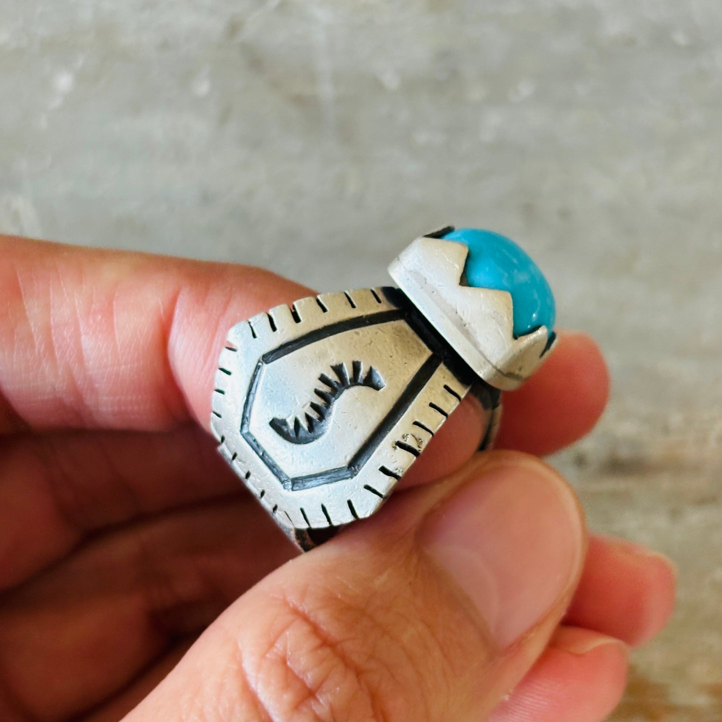 Navajo Derek Marks Sterling Silver & Sleeping Beauty Turquoise Ring