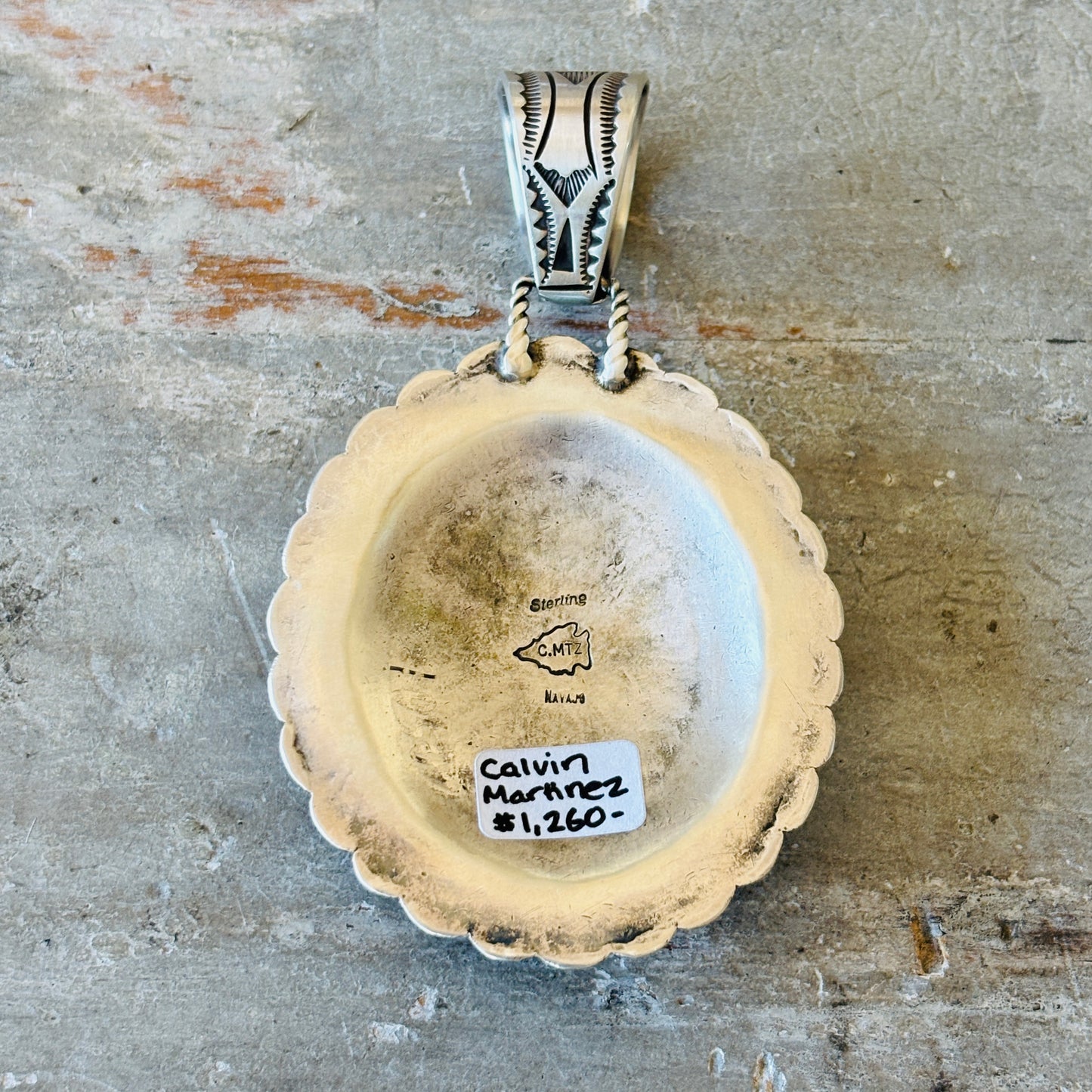 Navajo Calvin Martinez Sterling Silver & Spiderweb Kingman Pendant