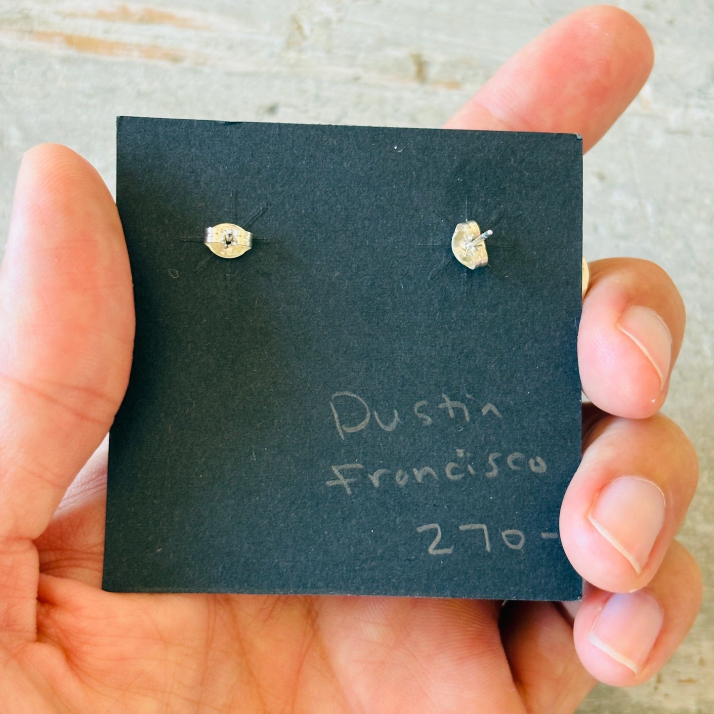 New Navajo Dustin Francisco Sterling Silver & #8 Turquoise Stud Earrings