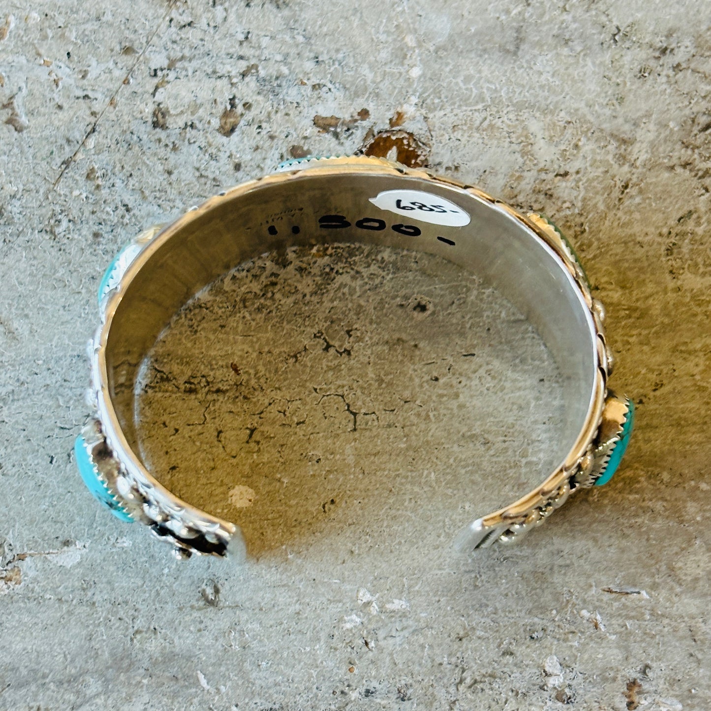 Navajo Jimmie Yazzie Sterling Silver & Royston Turquoise Stacker Cuff