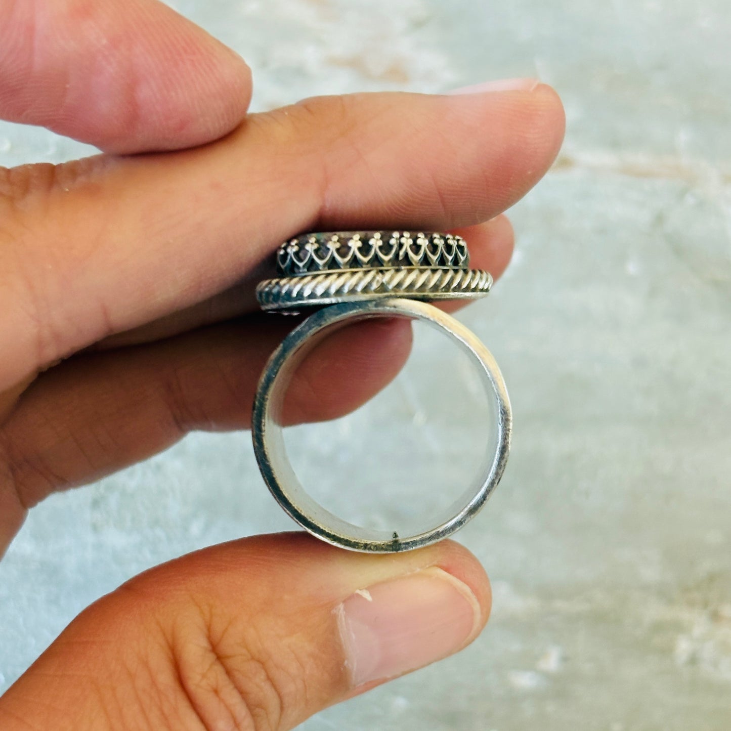 Navajo Chris Etsitty Sterling Silver & Bisbee Turquoise Ring