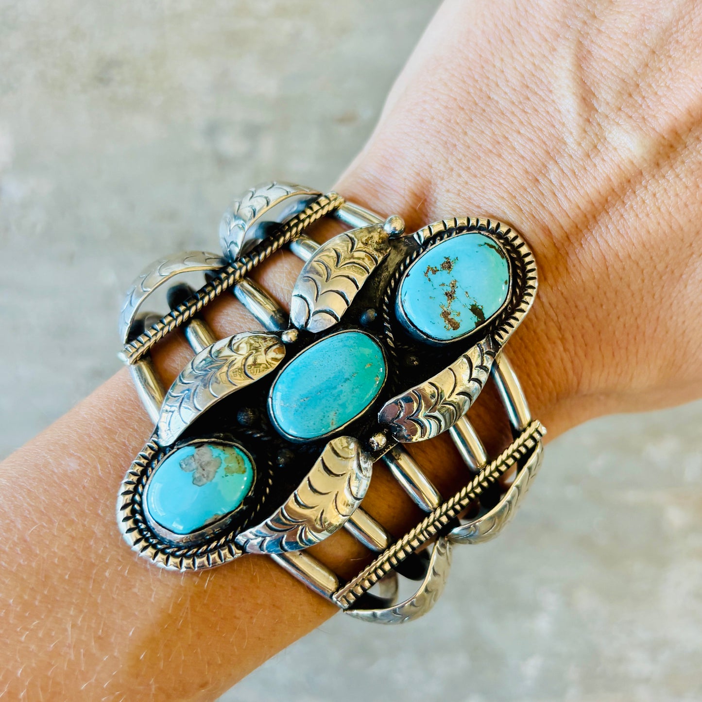 Navajo Vintage Wilson Begay Sterling Silver & Turquoise Cuff