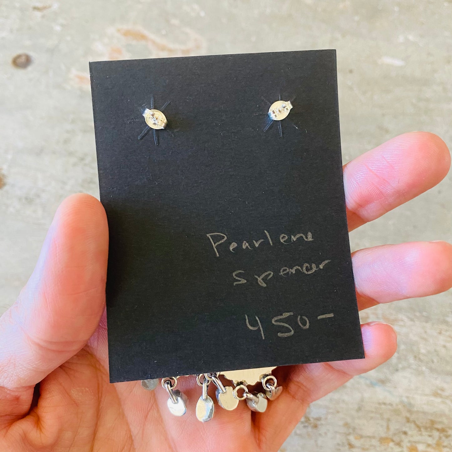 Navajo Pearlene Spencer Sterling Silver & Kingman Turquoise Cluster Earrings