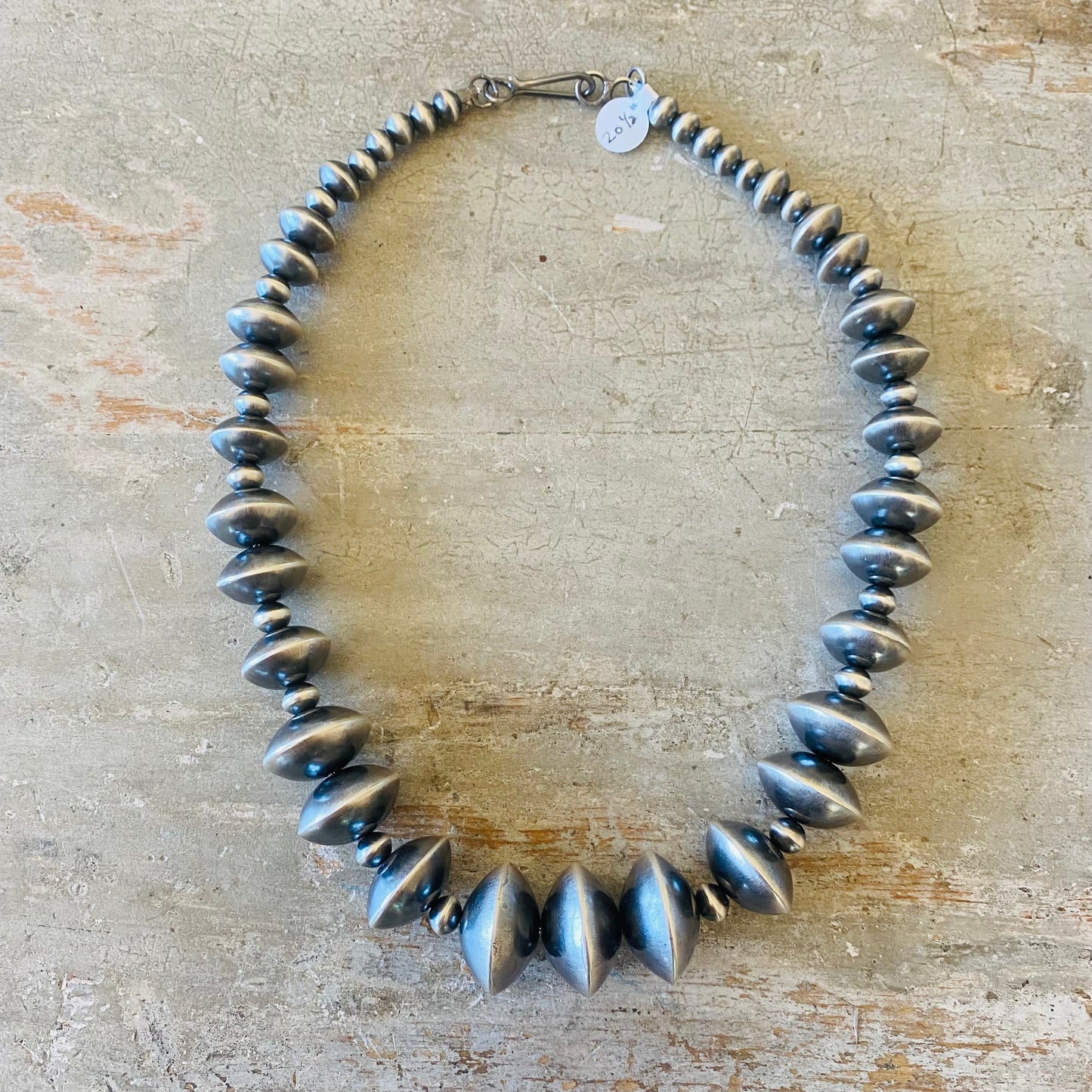 Navajo Tonisha Haley Sterling Silver Fancy Graduated Handmade Pearls Necklace