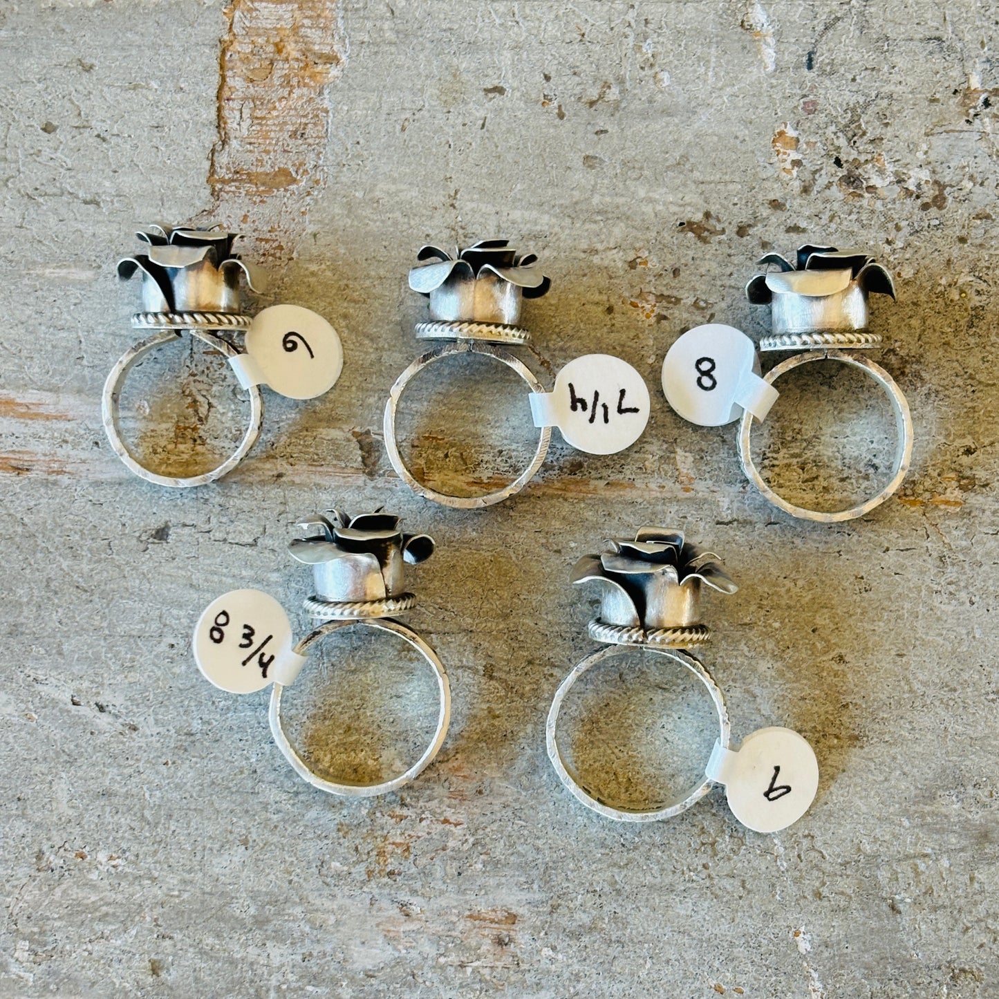 Navajo Chris Etsitty Sterling Silver Rose Rings