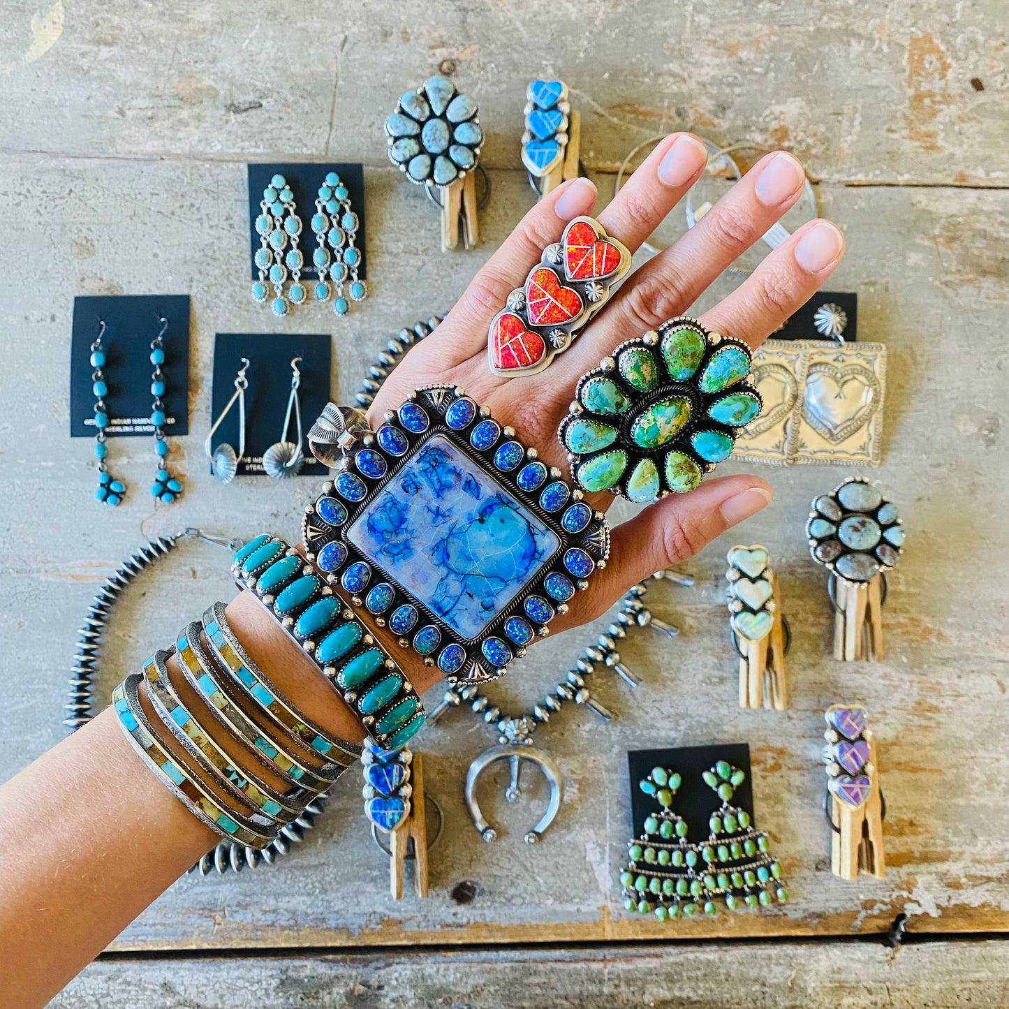 Navajo Elanor Largo Sterling Silver & Kingman Turquoise Earrings