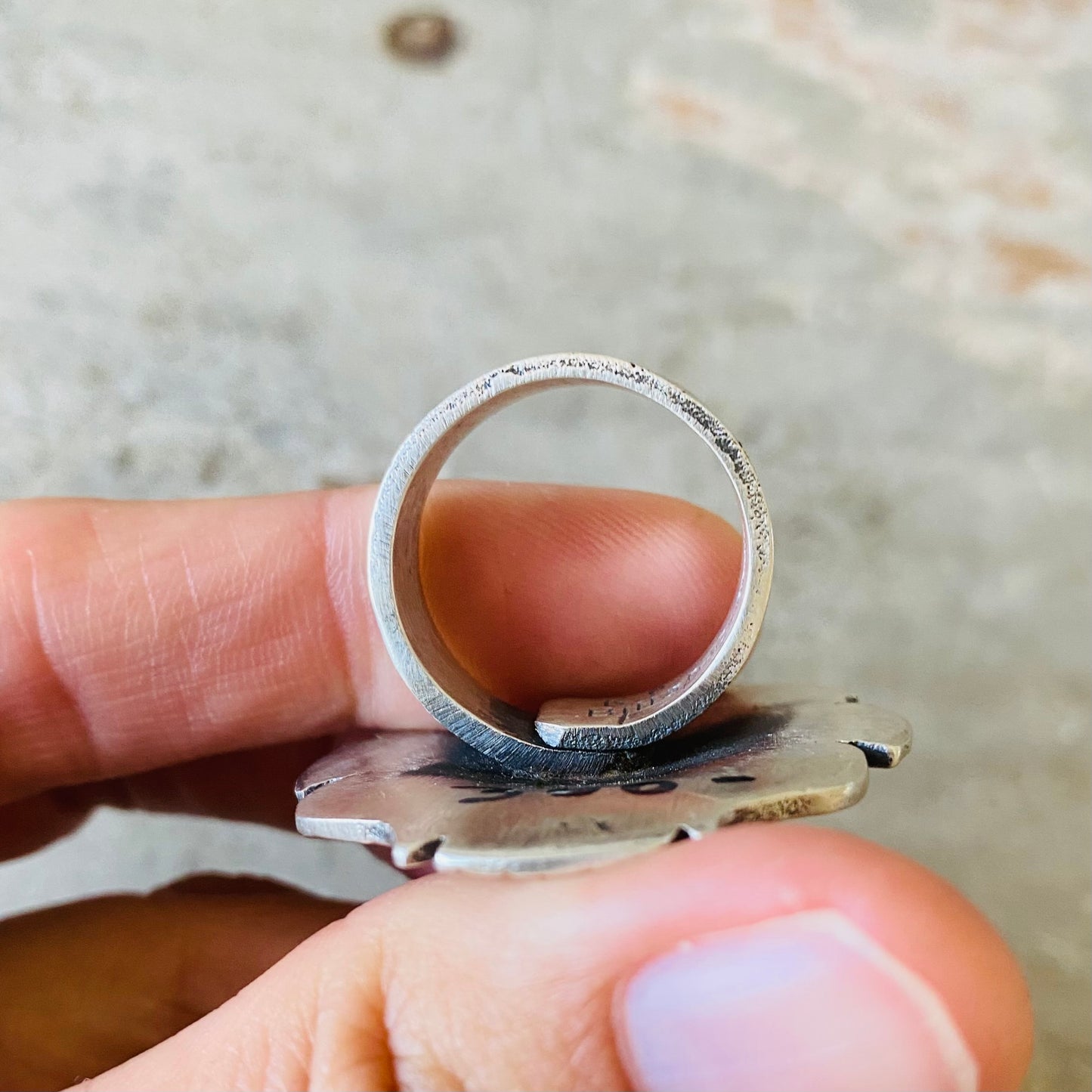 Navajo Kindale Billah Sterling Silver & Orange Spiny Oyster Ring