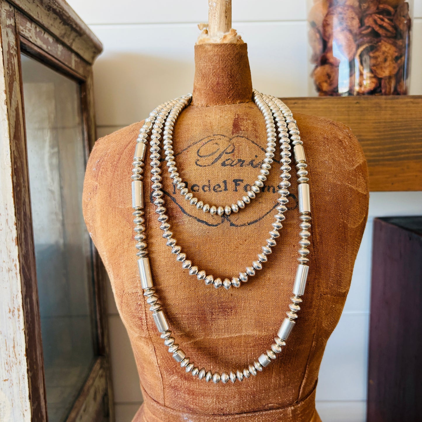 Navajo Margaret Lee Sterling Silver Handmade Pearls Necklace