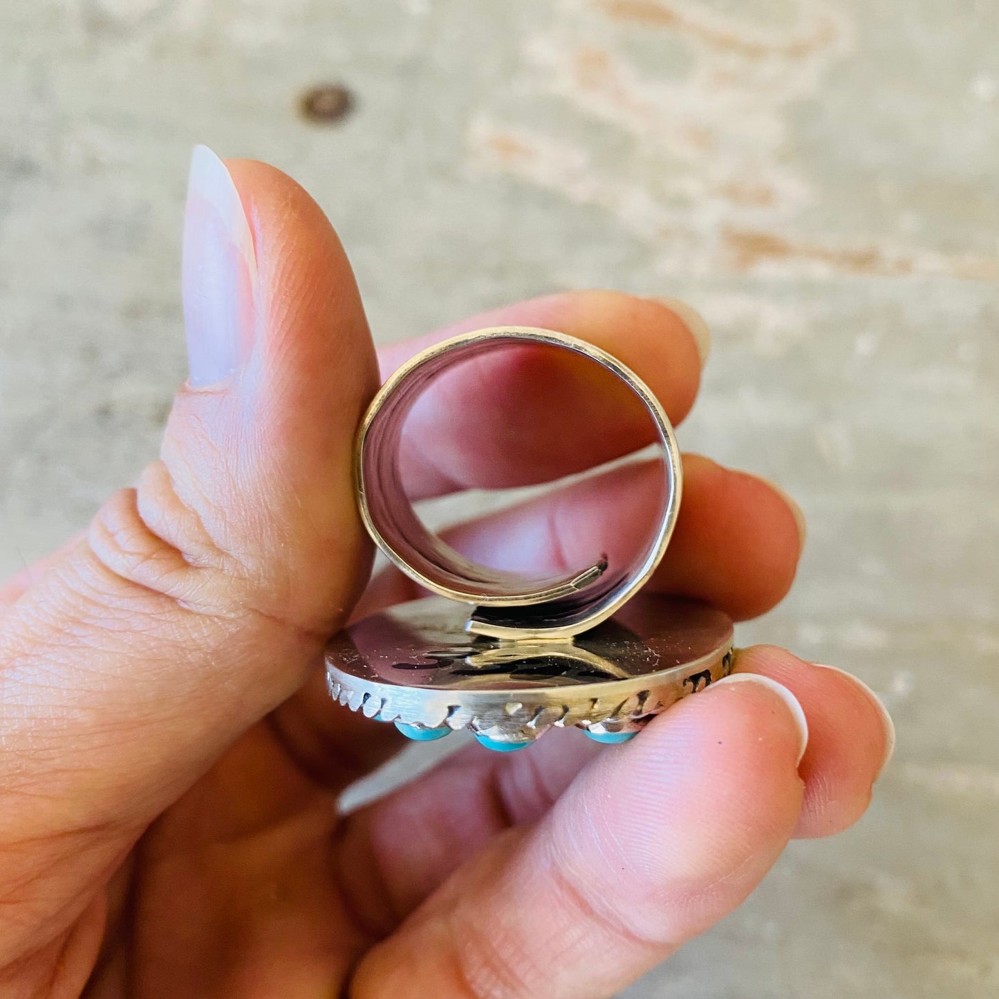 Navajo Charlene Yazzie Sterling Silver & Turquoise Ring