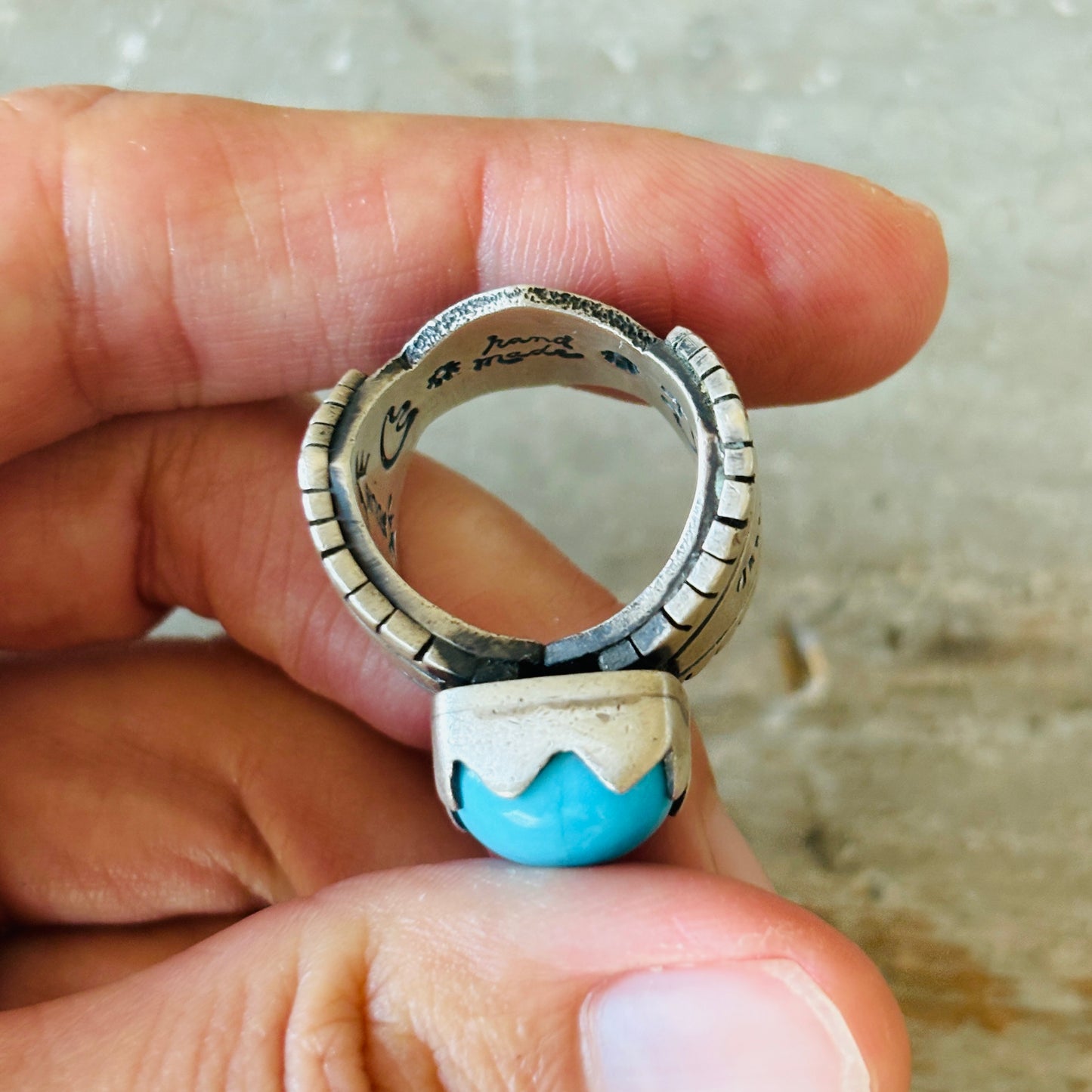 Navajo Derek Marks Sterling Silver & Sleeping Beauty Turquoise Ring