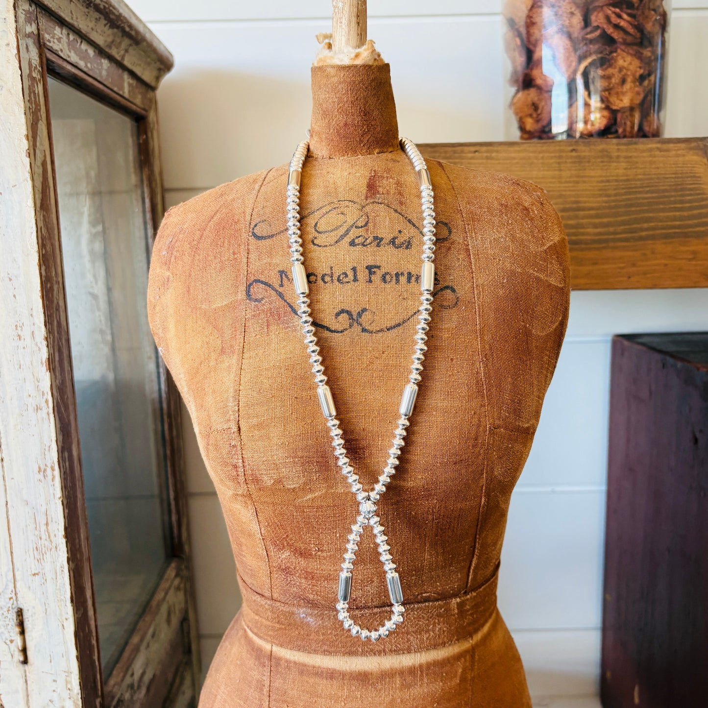 Navajo Tonisha Haley Sterling Silver 6.5mm - Tube Beads Handmade Pearls Jacla Necklace