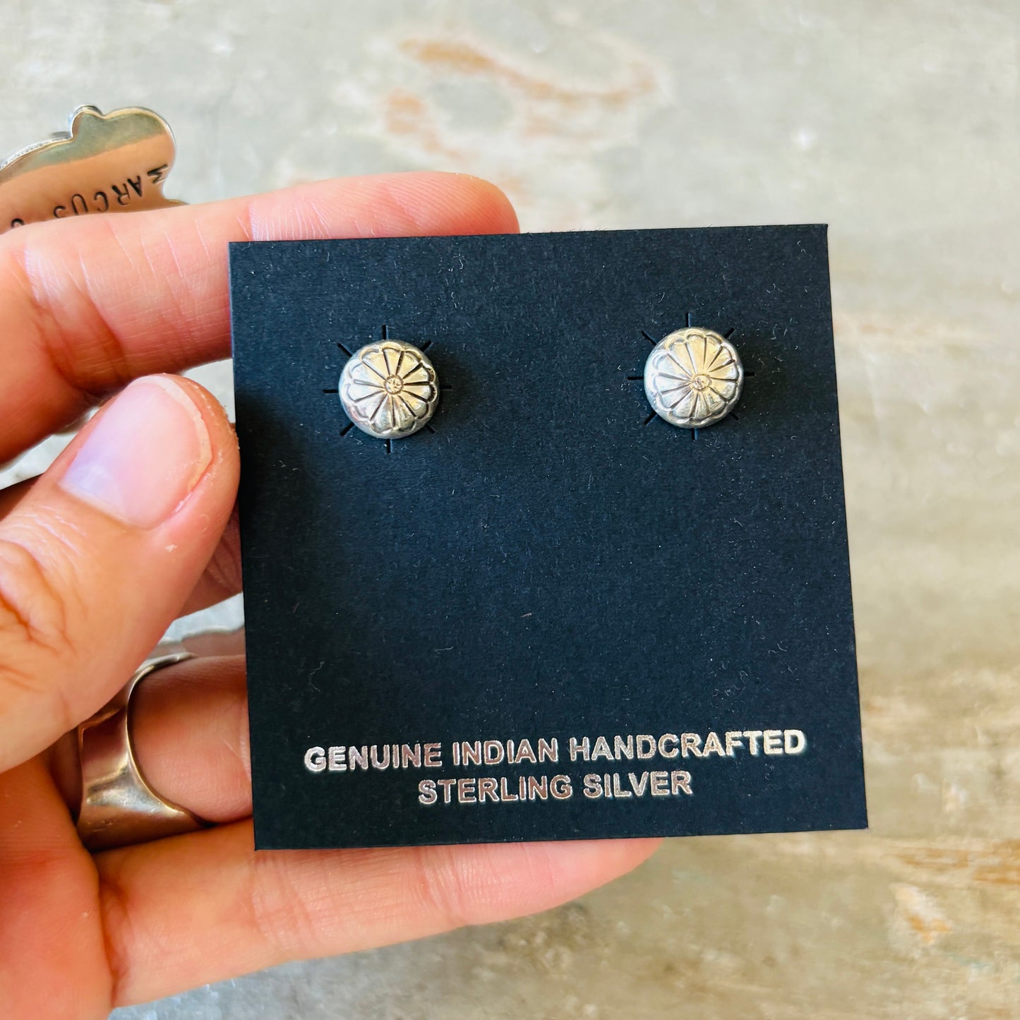 Navajo Mazzie Yazzie Sterling Silver Button Earrings