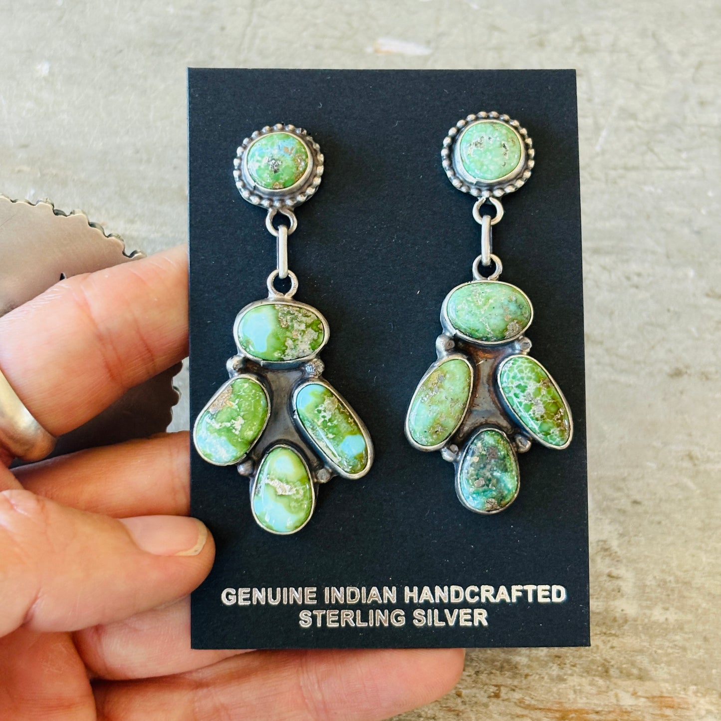 Navajo Lydia Begay Sterling Silver & Sonoran Turquoise Earrings