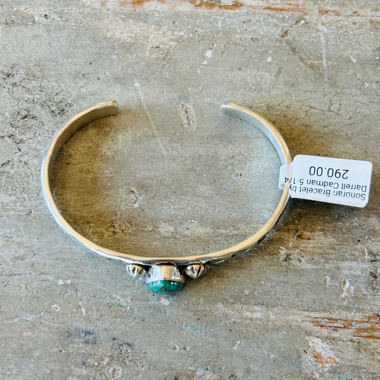 Navajo Darrell Cadman Sterling Silver & Sonoran Turquoise Hearts Stacker Cuff