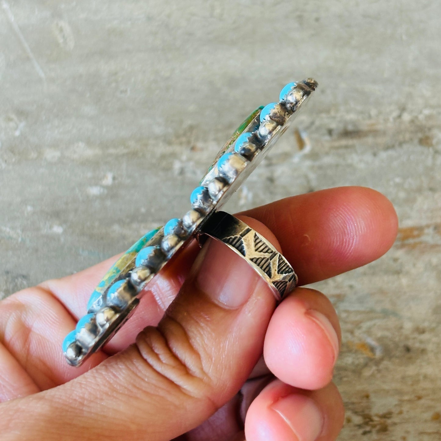 Navajo Myron Etsitty Sterling Silver & Multi Turquoise Ring