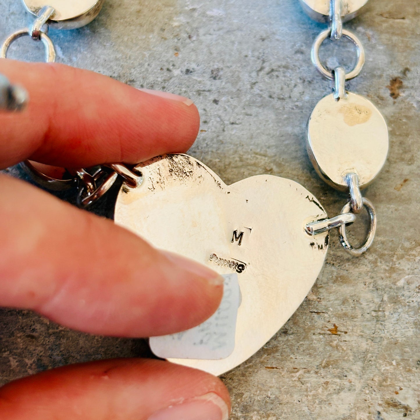 Navajo Mildred Parkhurst Sterling Silver - Ceremonial Kingman - Blue Ridge Turquoise Heart Necklace
