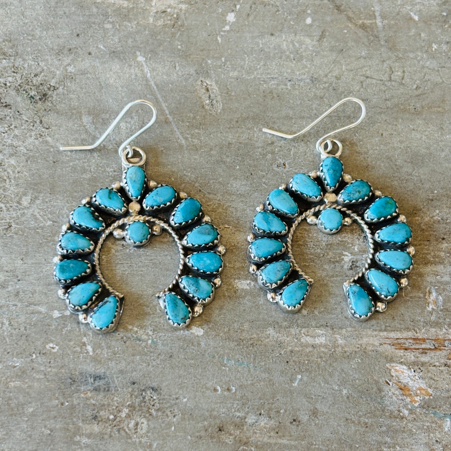 Navajo Violet Nez Sterling Silver & Kingman Turquoise Naja Earrings