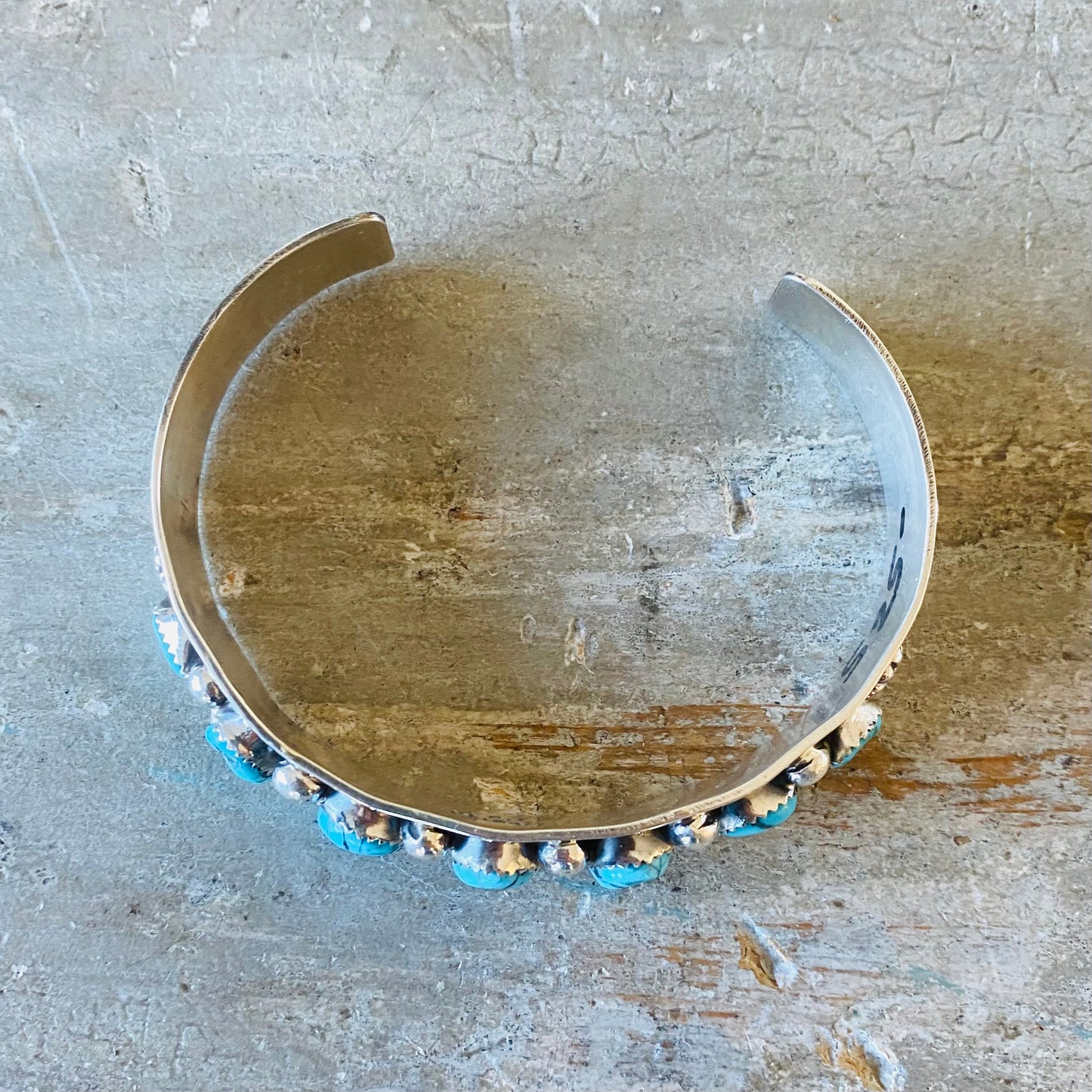 Navajo Lorenzo Jerilyn Chee Sterling Silver & Kingman Turquoise Stacker Cuff