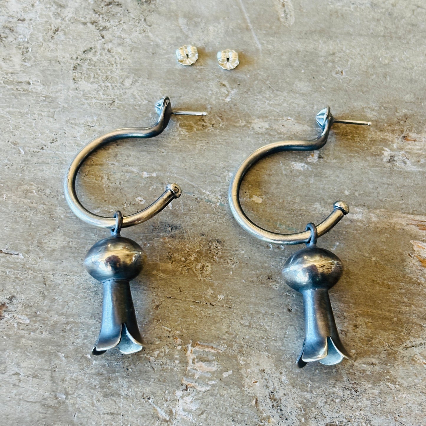 Navajo Gabriel Natan Sterling Silver Blossom Earrings