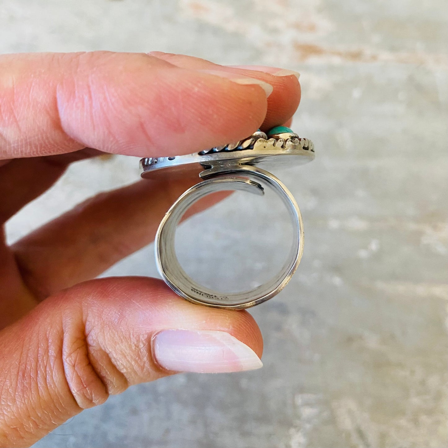 Navajo Charlene Yazzie Sterling Silver & Turquoise Ring