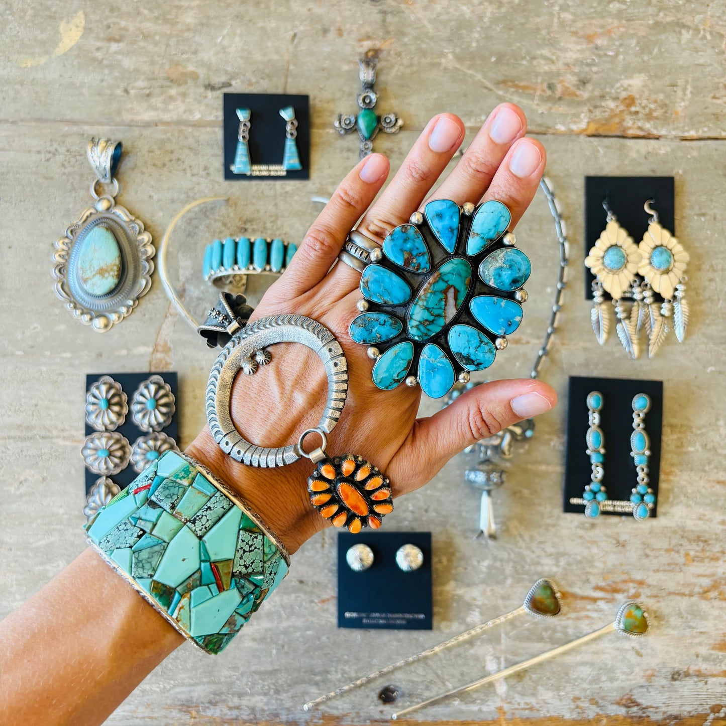 Navajo Mazzie Yazzie Sterling Silver Button Earrings