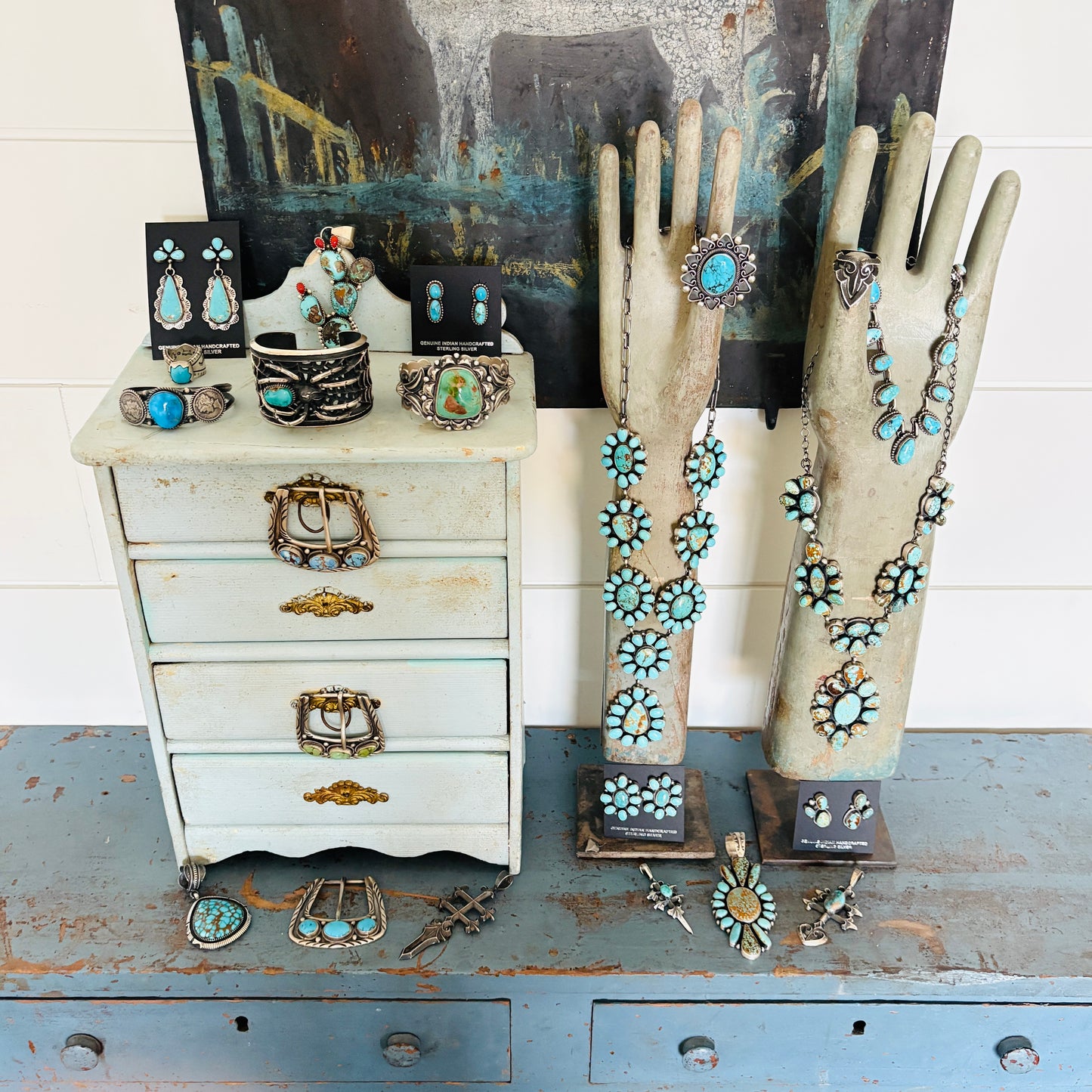 Navajo Bobby Johnson Sterling Silver & Sonoran Turquoise Belt Buckle