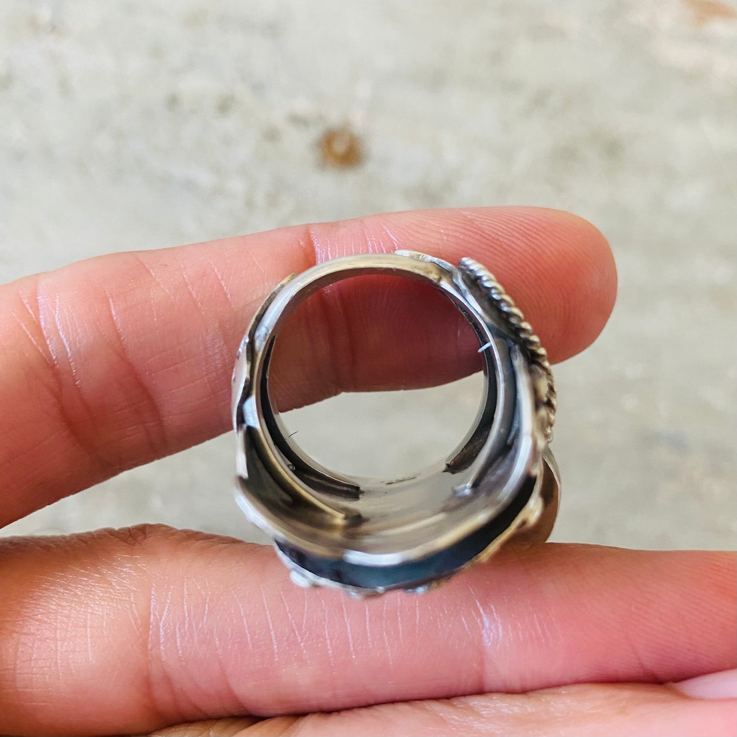 Navajo Tim Yazzie Sterling Silver & Pink Conch Saddle Ring