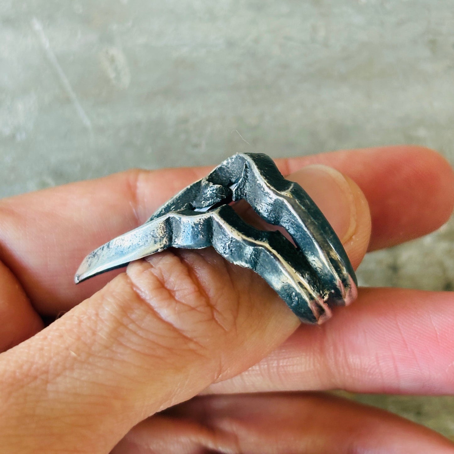 Navajo Floyd Parkhurst Sterling Silver Tufa Cast Ring