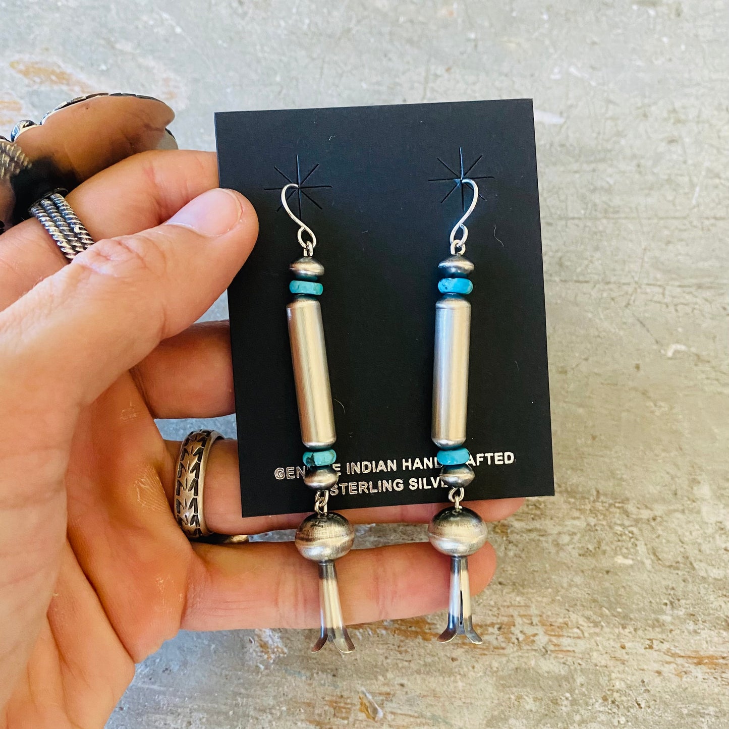 Navajo Tonisha Haley Sterling Silver & Turquoise Blossom Earrings