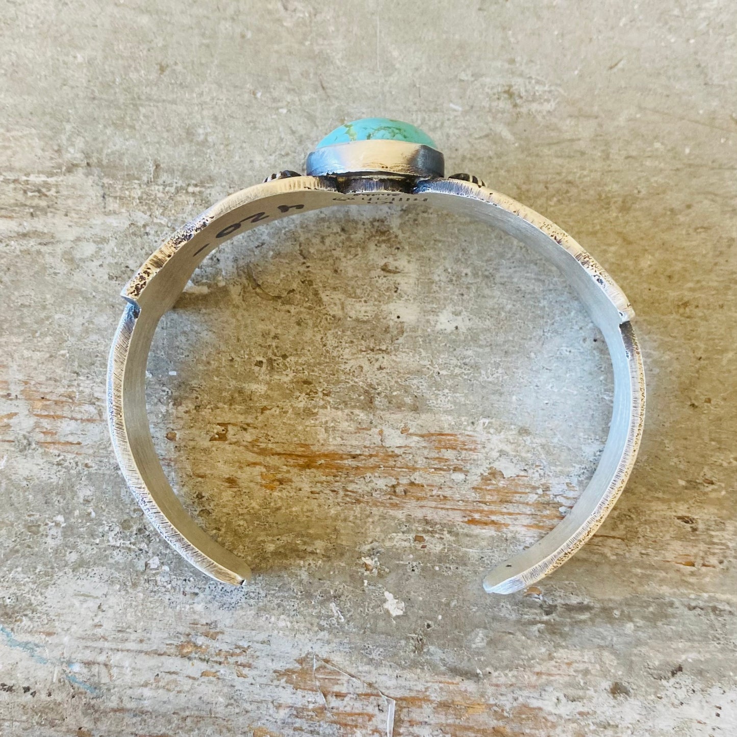Navajo Kindale Billah Sterling Silver & Kingman Turquoise Stacker Cuff