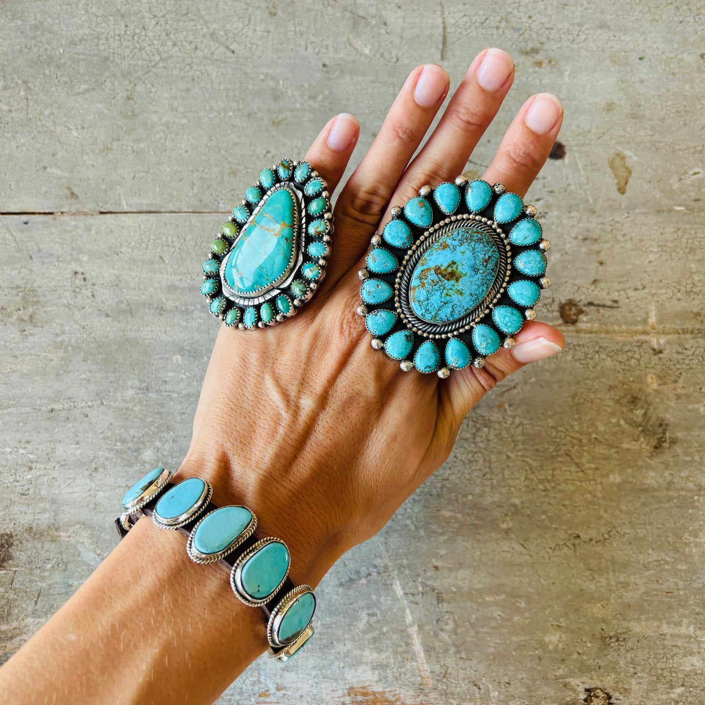 New Navajo Dan Morgan Sterling Silver & Turquoise Concho Bracelet