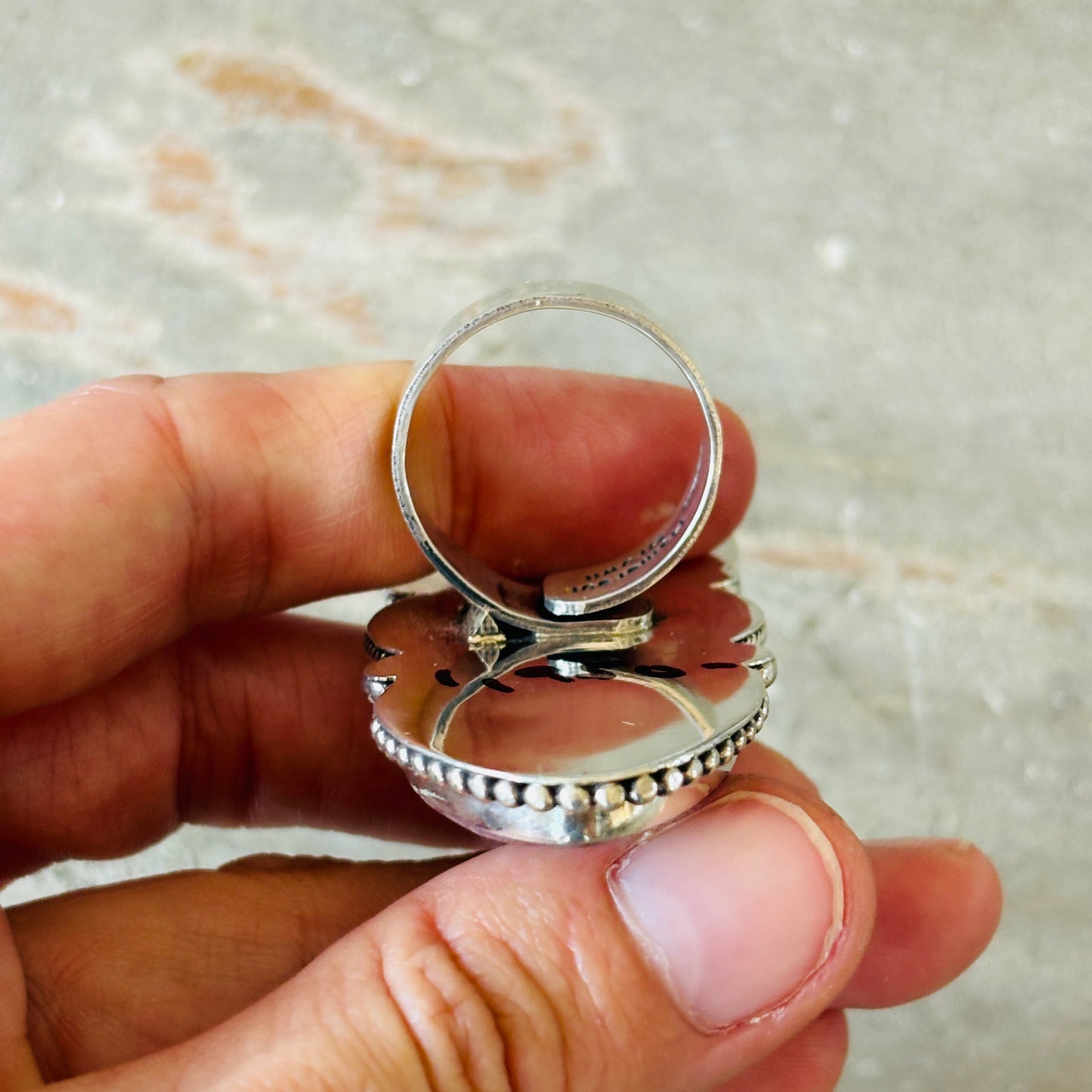 Navajo Hemerson Brown Sterling Silver - Sugilite & Lab Opal Statement Ring