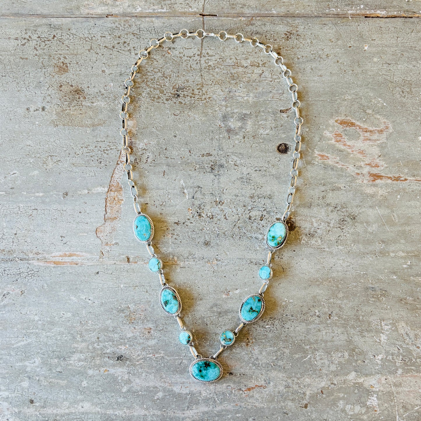 Navajo Renyold Begay Sterling Silver & Sonoran Mountain Turquoise Necklace