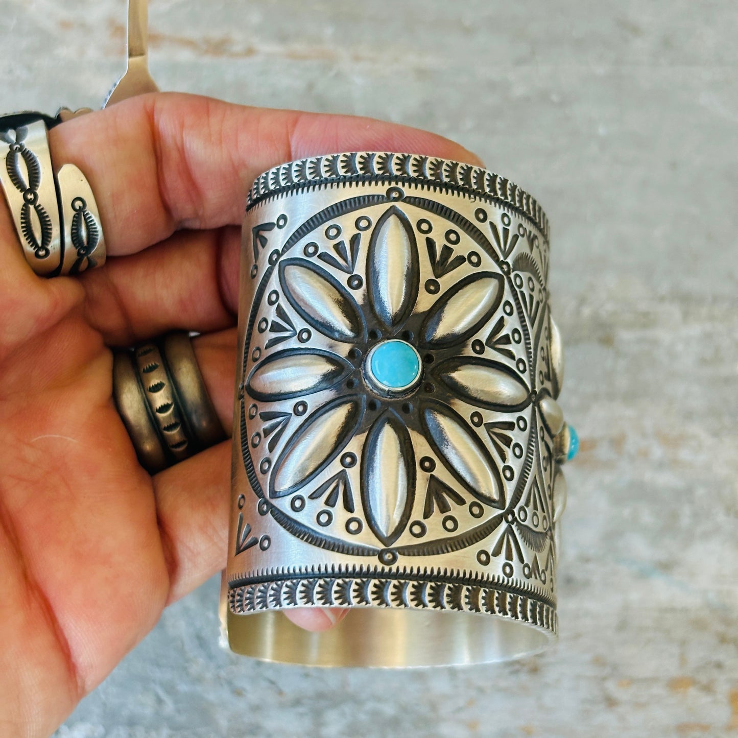 Navajo Herman Smith Sterling Silver & Turquoise Cuff