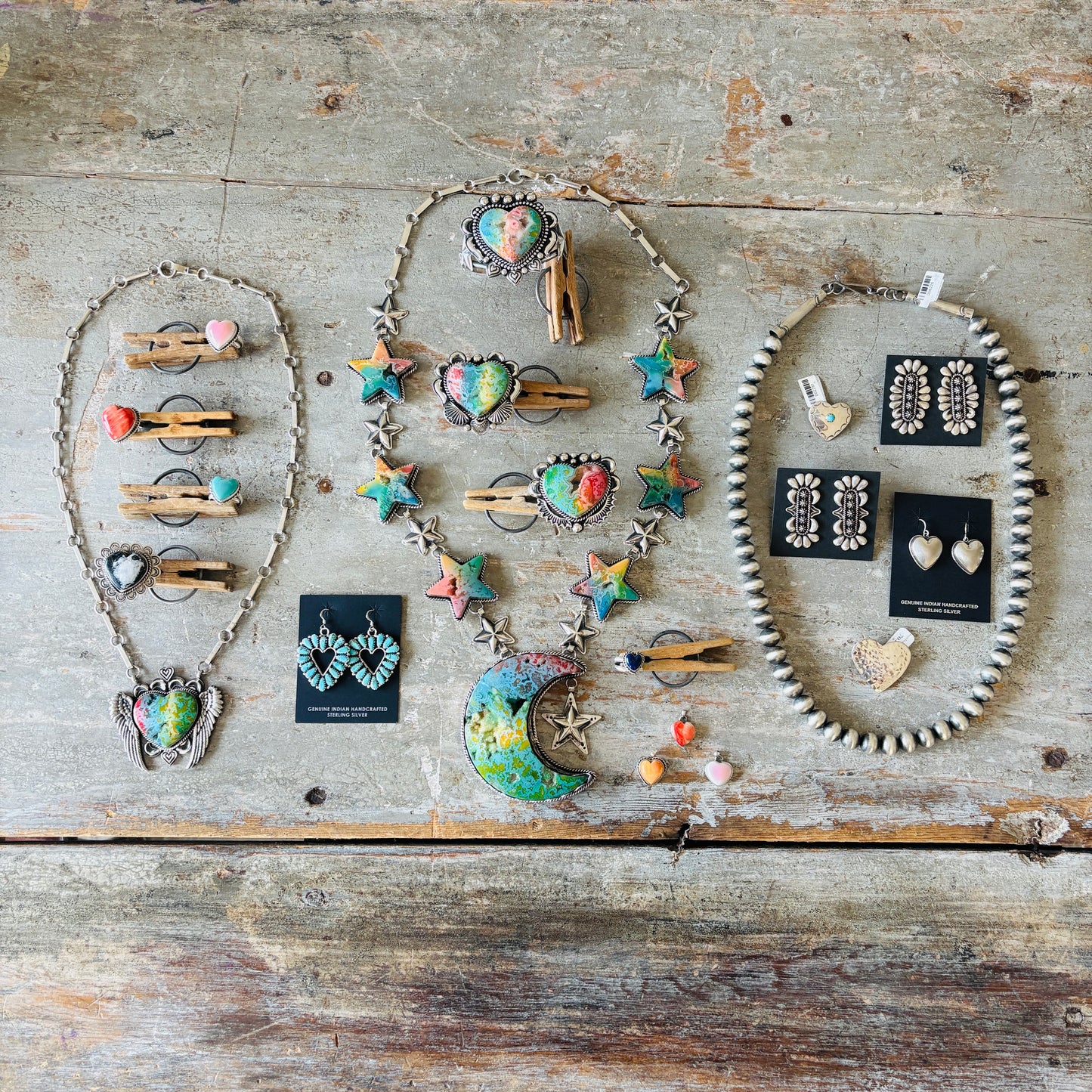 Navajo Pauline Nelson Sterling Silver & Orange Spiny Oyster Heart Pendant